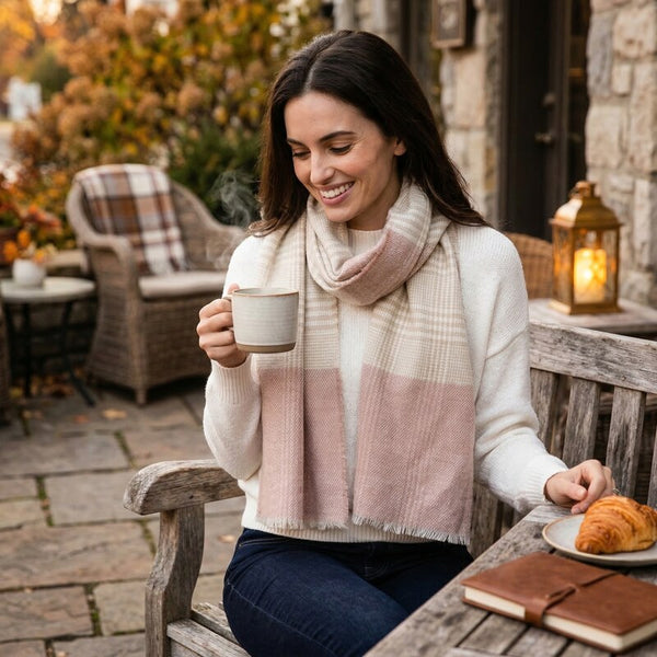 Inc Womens Plaid Colorblock Muffler Scarf Pink O/S