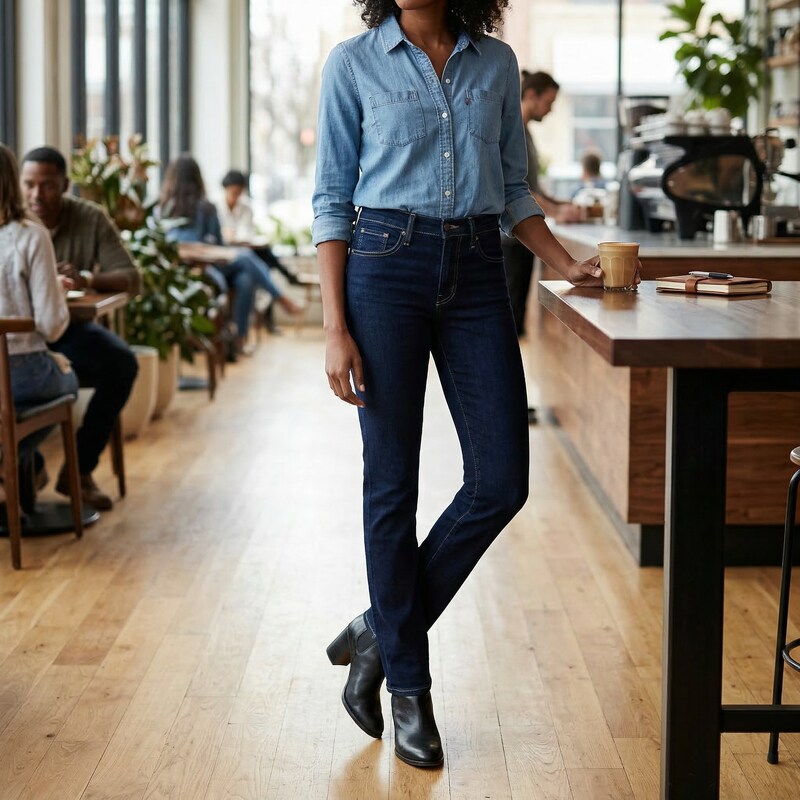 Levis Womens 724 High Rise Straight Jeans, Cast Shadows, 32 X30