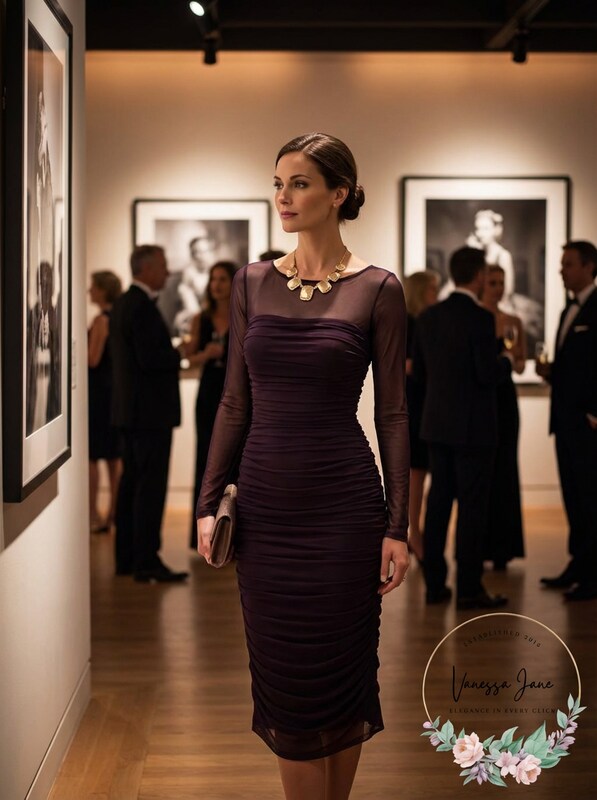 Mark Zunino Mesh Ruched Dress, Size 4