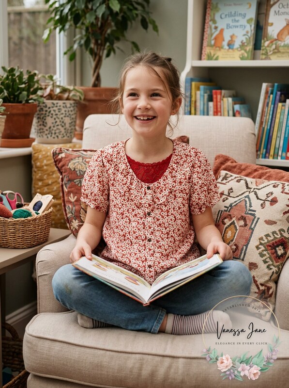 Monteau Big Girls Floral-Print Shirt - Pink S (8)