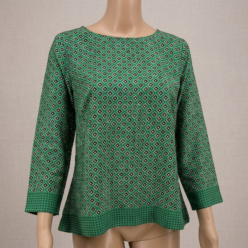 J.Crew Print 3/4-Sleeve Blouse ,Small
