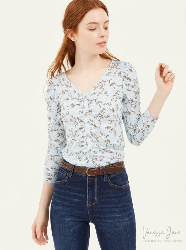 Crave Fame Juniors Ruched Textured Top