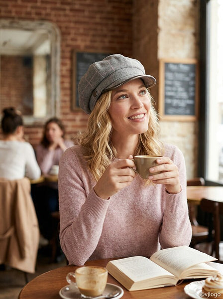 I.N.C.  Windowpane-Plaid Newsboy Cap