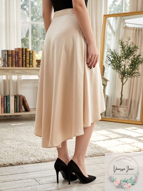 Betsy and Adam Satin High-Low Cocktail Evening Skirt, Size 2