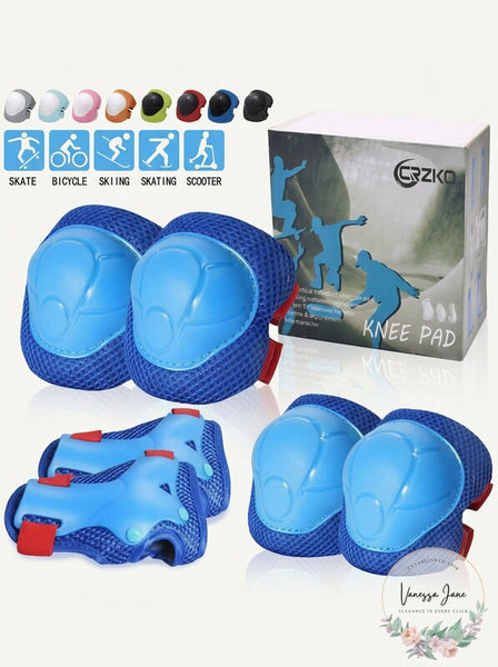 CRZKO Kids Protective Gear, Knee Pads and Elbow Pads 6 in 1 Set with Wrist Guard