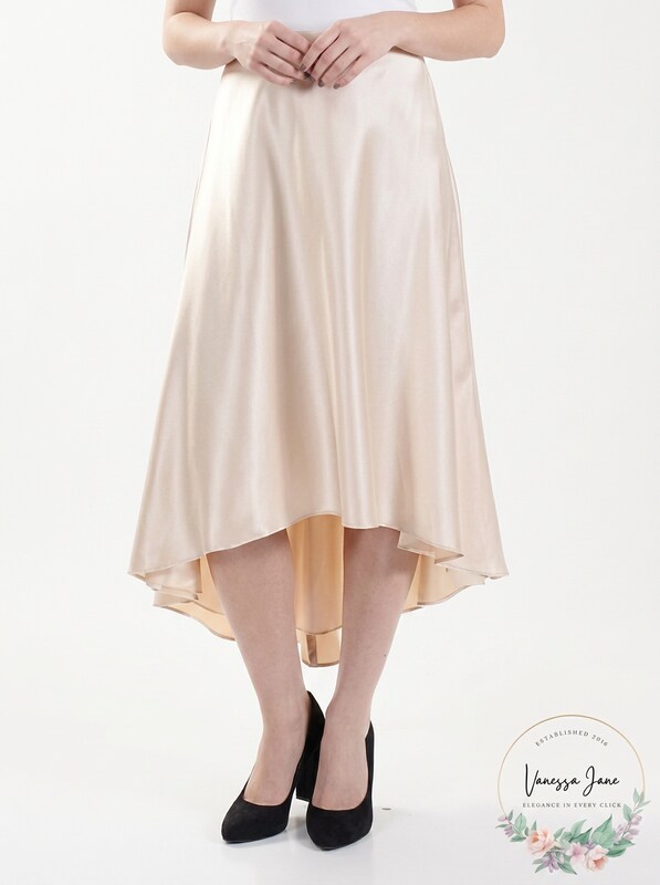 Betsy and Adam Satin High-Low Cocktail Evening Skirt, Size 2
