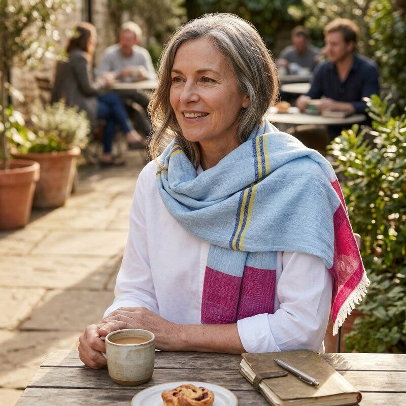 Echo Design Women's Cabana Stripe Cotton Wrap Coastal Blue One Size