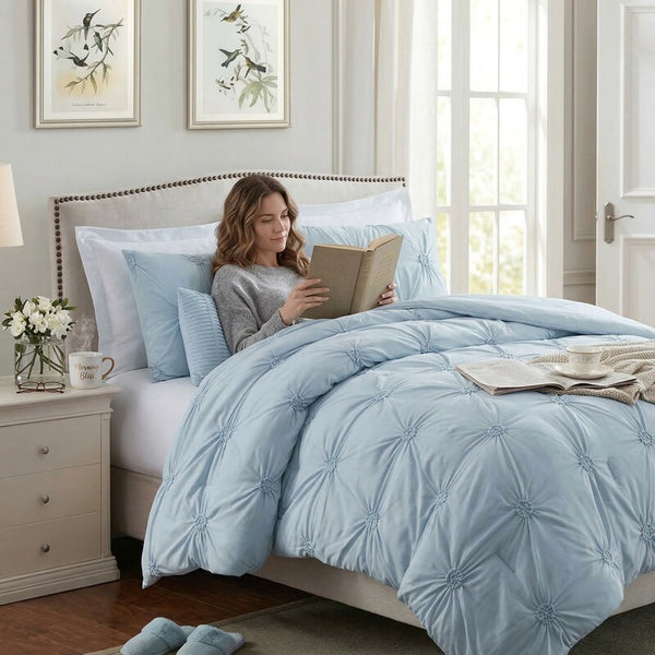 Swift Home Stylish Extra Plush Comfort Floral Pintuck Comforter Set, Cal King