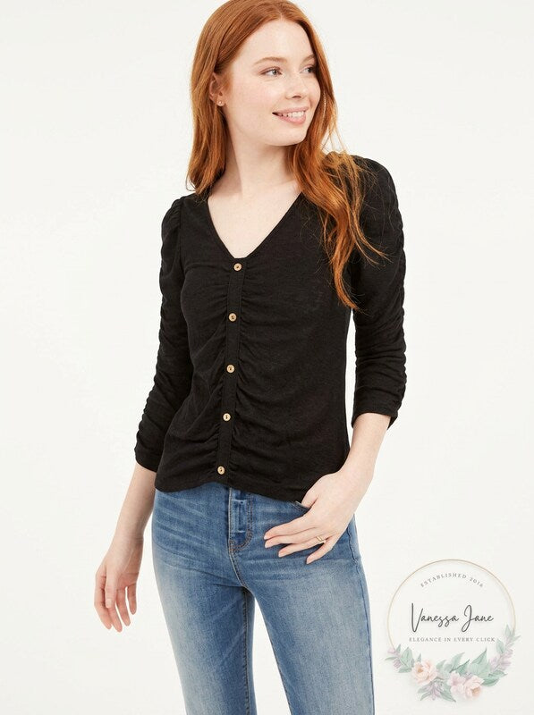 Crave Fame Juniors Ruched Textured Top