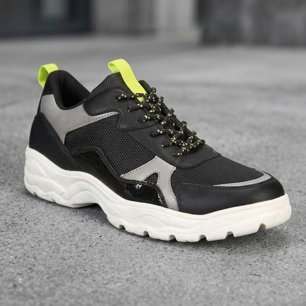 Kingside Mens Geoffrey Dad Sneaker Black Grey Neon, Size 12M