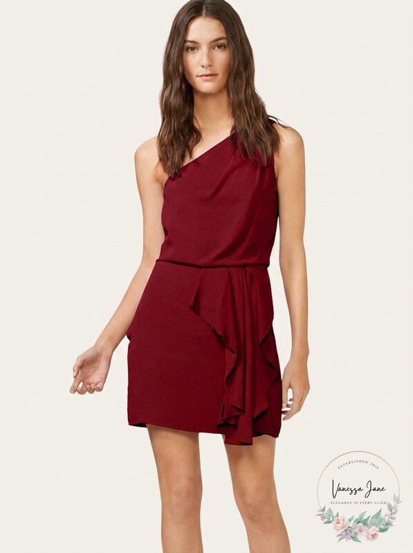 halston heritage mini dresses Halston Heritage Women's One Shoulder Mini Party Dress, Size 4