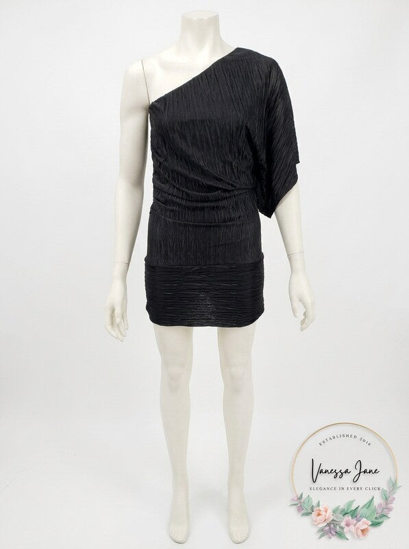Socialite Mini Dress One Shoulder, Size Medium