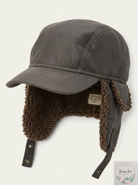 The Childrens Place Boys Sherpa Fur-Lined Trapper Hat, Size 10-14