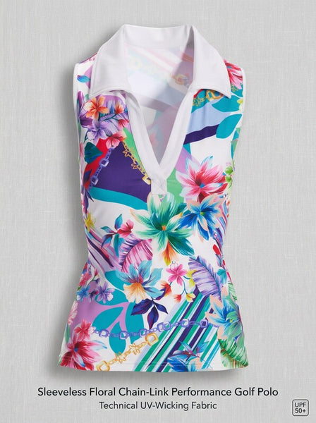 Boston Proper B-Active Printed Polo Sport Top, Medium