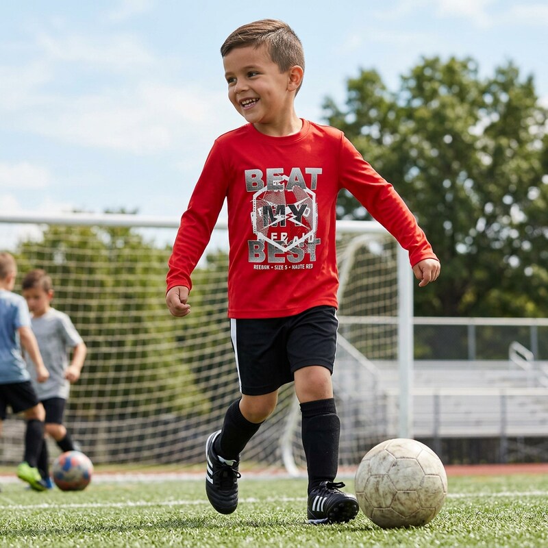 Reebok Little Boys' Long Sleeve Tee, 2029-Haute Red, 5