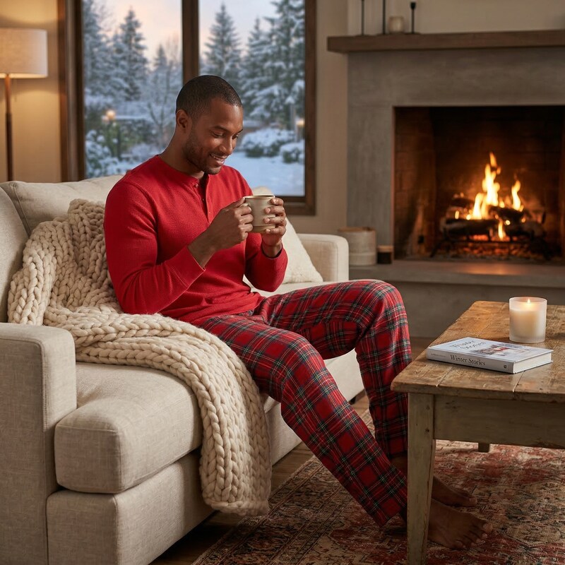 Matching Mens Mix It Brinkley Plaid Family Pajama Set, Size XXL