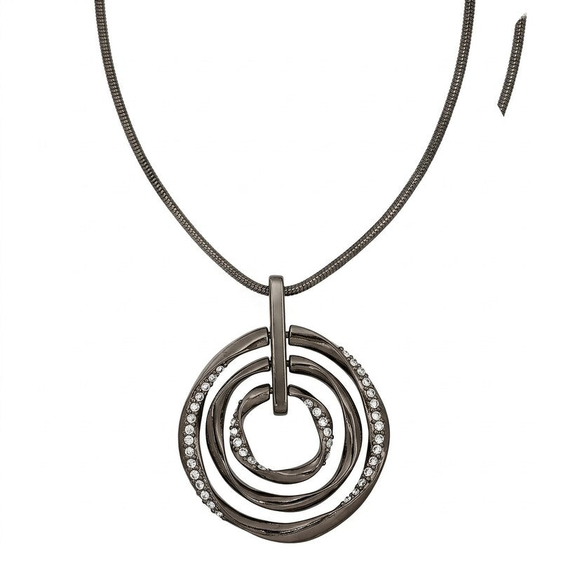 Alfani Hematite-Tone Pave Multi-Circle Pendant Necklace