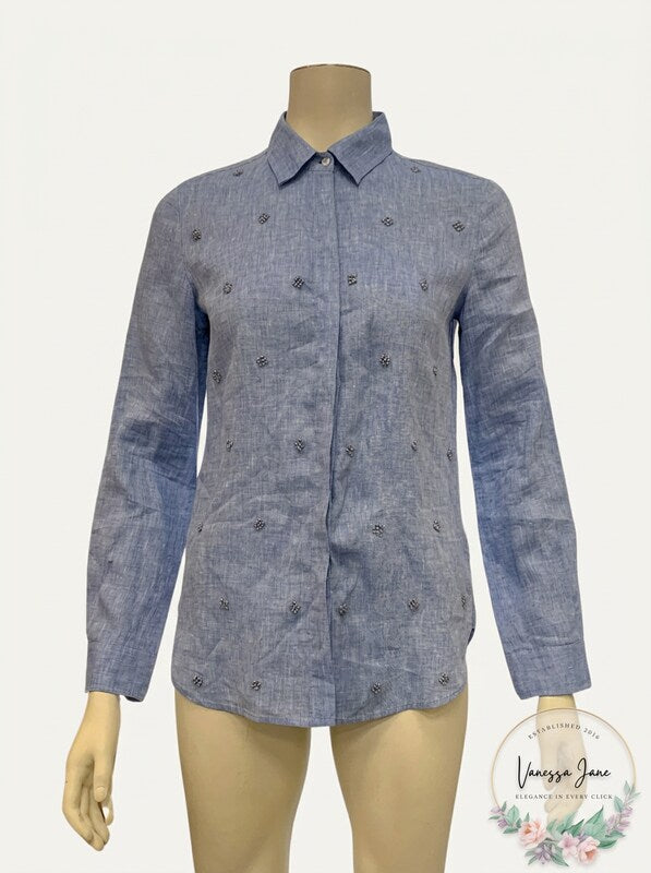 Weekend Max Mara Light Blue Linen Shirt, Size 6
