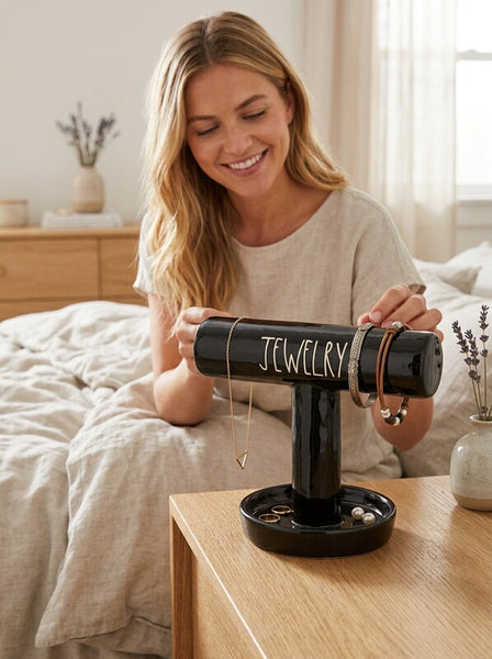 Rae Dunn Black Artisan Jewelry Stand Black