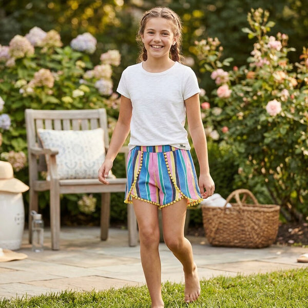 Epic Threads Big Girls Striped Challis Shorts, Lemon Zest Size Medium