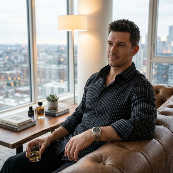 S.S. Tailors Men's Dress Shirt, Black, Size L