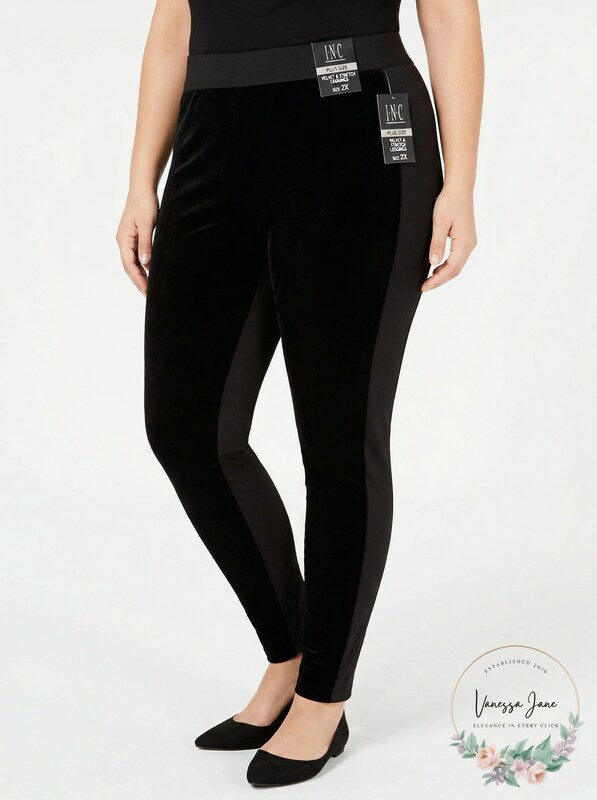 I.n.c. Shaping Plus Size Velvet & Stretch Leggings, Size 2X