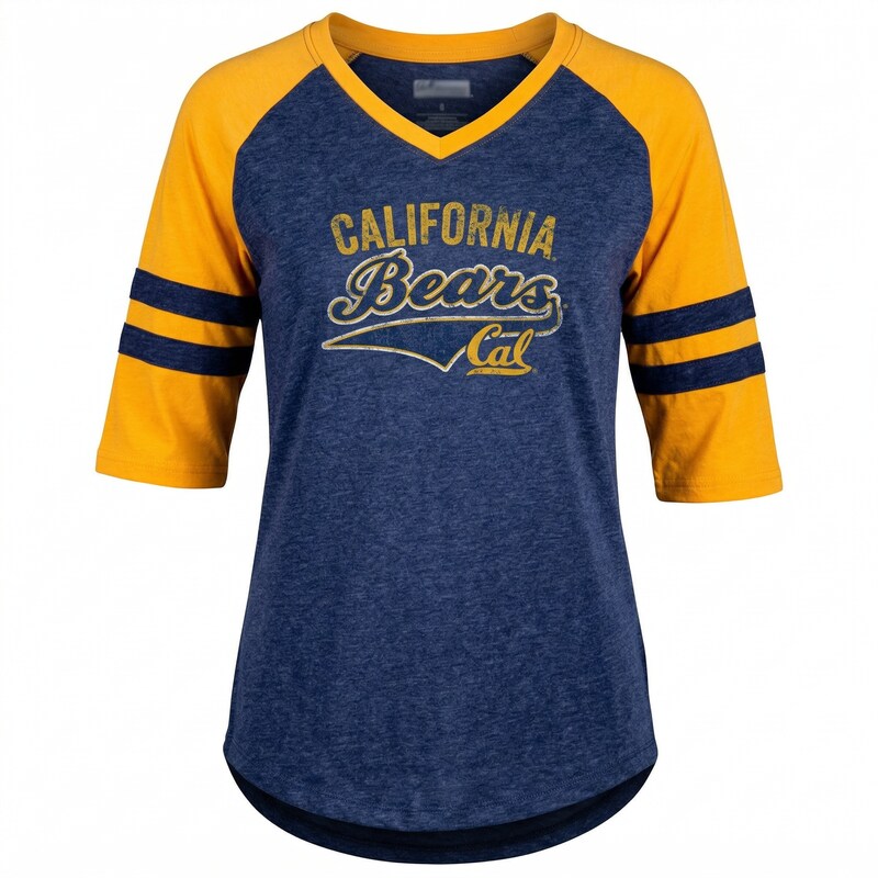Champion NCAA California Golden Bears Girls Raglan Sleeve V-Neck, Size L/10/12