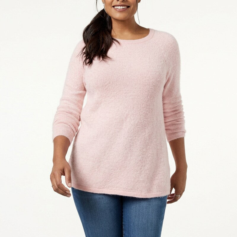 Karen Scott Curved-Hem Sweater, Size M
