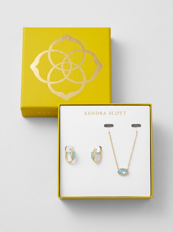 Kendra Scott Eva Pendant necklace and drop earrings - white mosaic glass