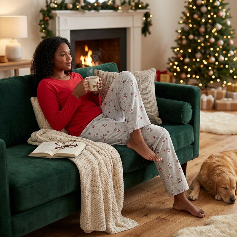 Charter Club Women's Christmas Printed Pajama Pants, Size Small