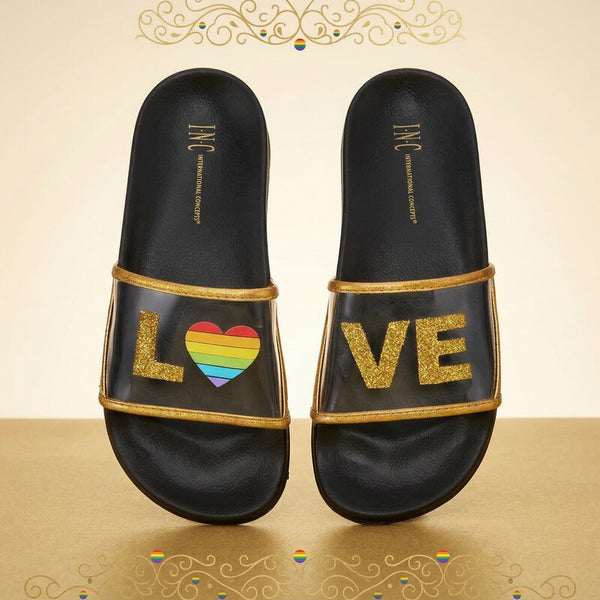 I.n.c. Pride Rainbow Love Slide Slippers  - Love, Size XL