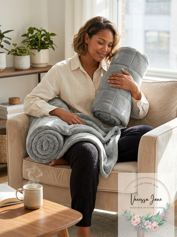 Hug Bud Weighted Grey Silky Minky Bed Blanket 9 Pounds 60in x 80in
