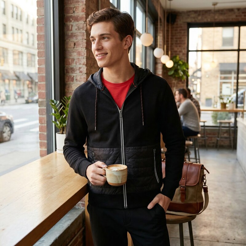 Michael Kors Men's Kors X Tech Padded Full-Zip Hoodie, Medium