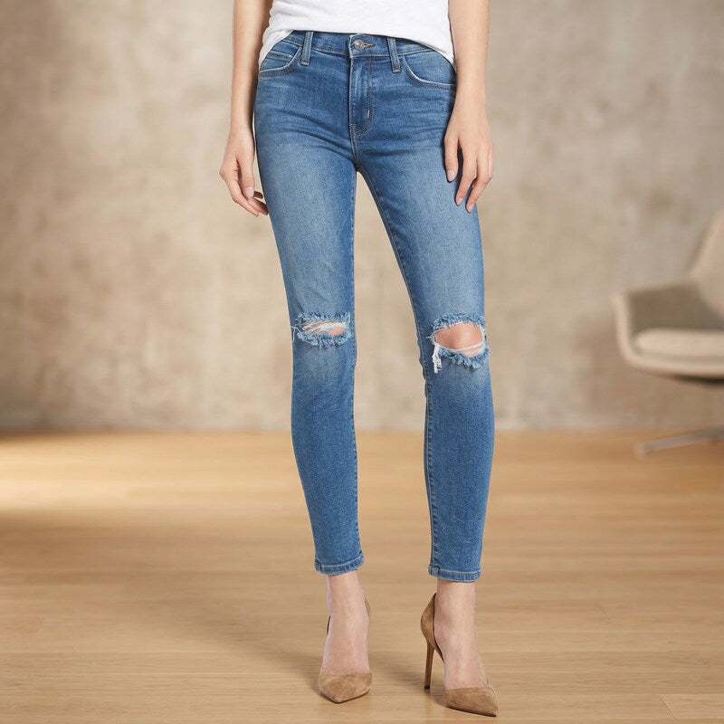 Current/Elliott Stiletto Distressed Ankle Skinny Jeans Stretch Indigo, SZ 27