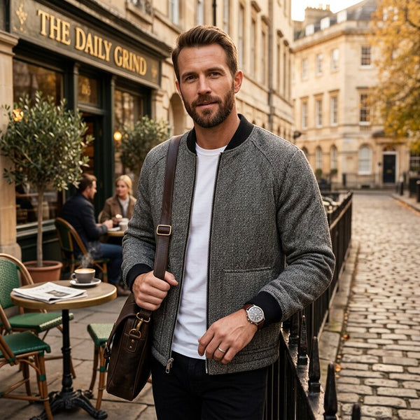 Frame Herringbone Bomber Jacket, Size Large