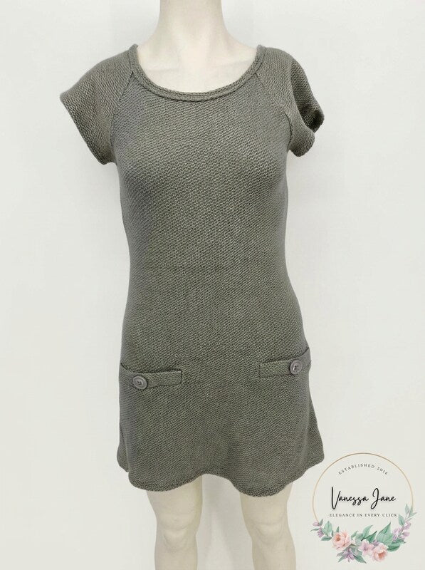 Francescas Collection Grey Knit Retro Sweater Dress, Size Small