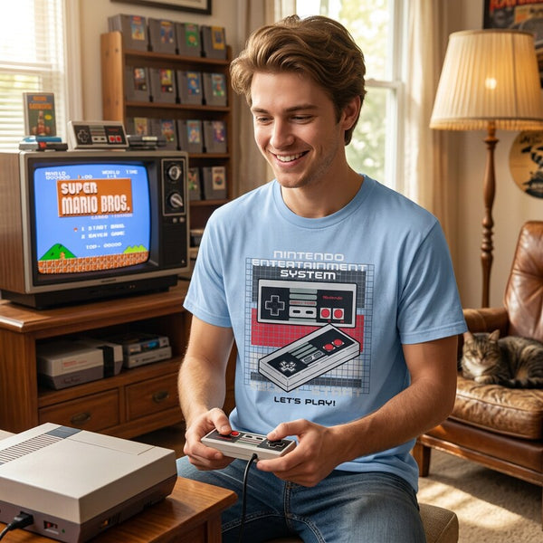 Hybrid Apparel Nin Controller Short Sleeve T-Shirt – Blue, Size XL