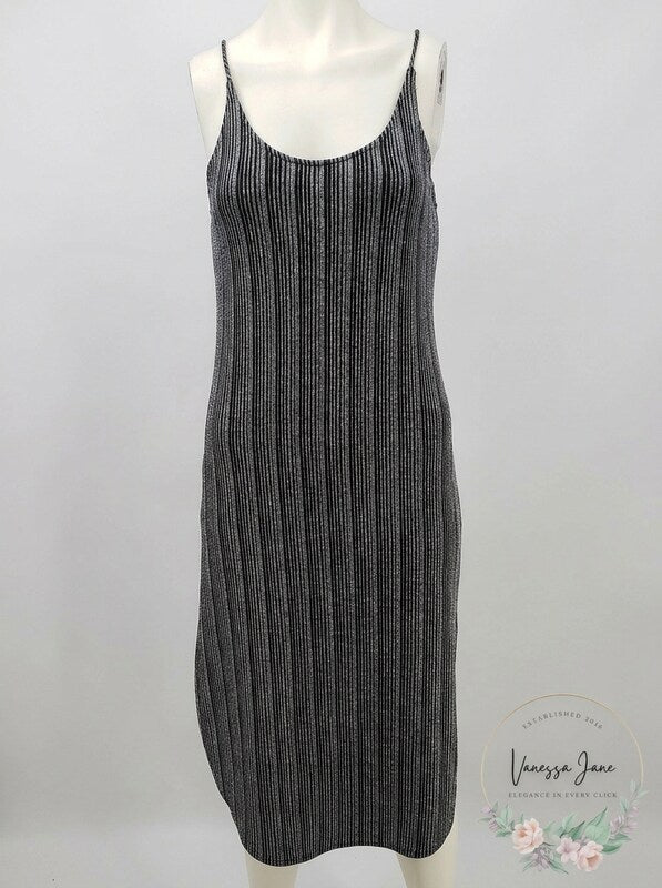Everly Metallic Shimmer Gold Silver Black Shift Dress,Size Small