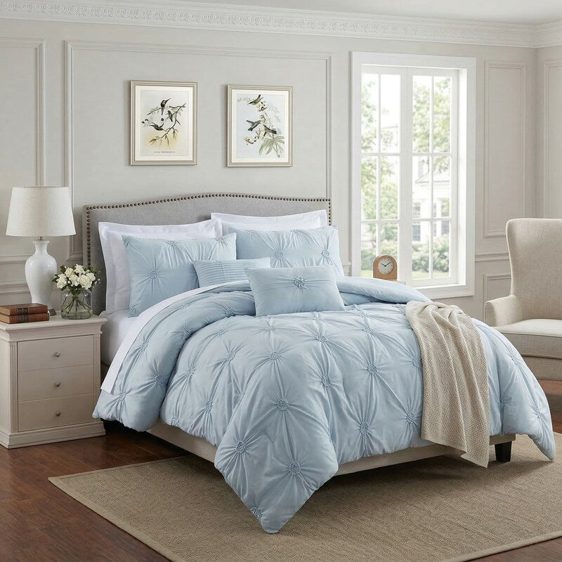 Swift Home Stylish Extra Plush Comfort Floral Pintuck Comforter Set, Cal King