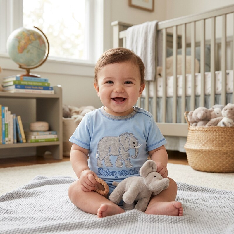 Hatley Baby Boys Graphic Tee Shirt, Elephant, Size 3–6M