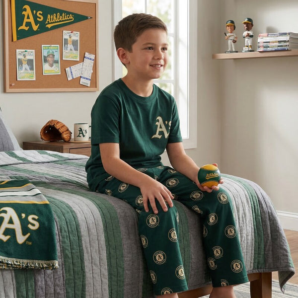 MLB Boys Team Print Sleepwear Pant Oakland Athletics,Large/7