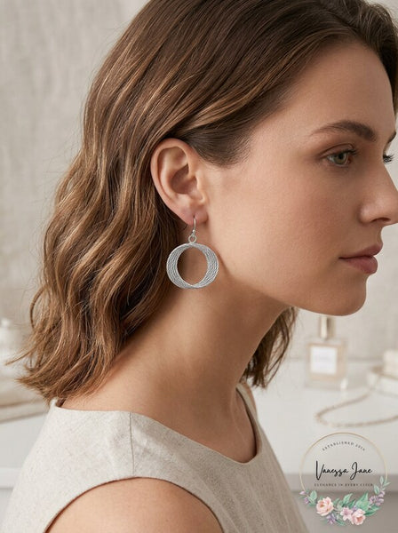 Thalia Sodi Silver-Tone Multi-Ring Medium 1.3 Drop Hoop Earrings