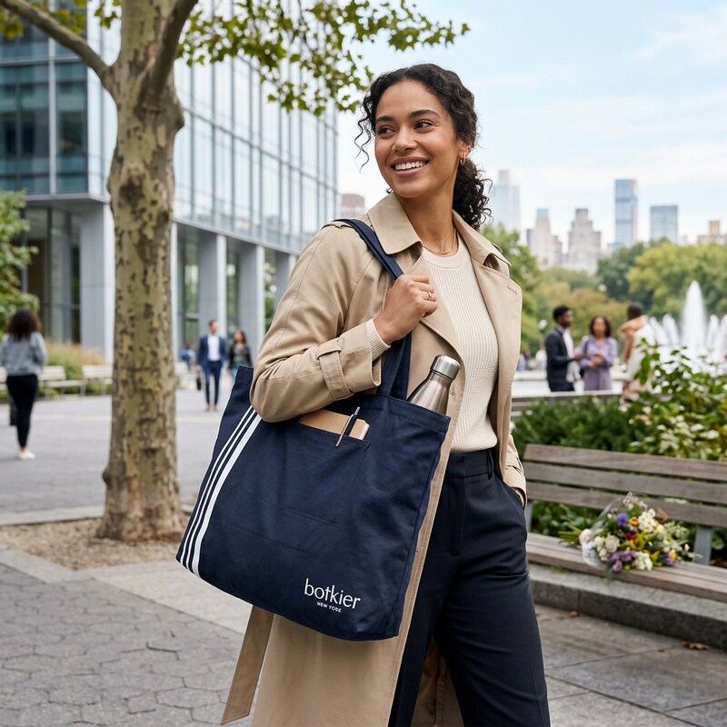 Botkier Fabric tote/Black silver stripe
