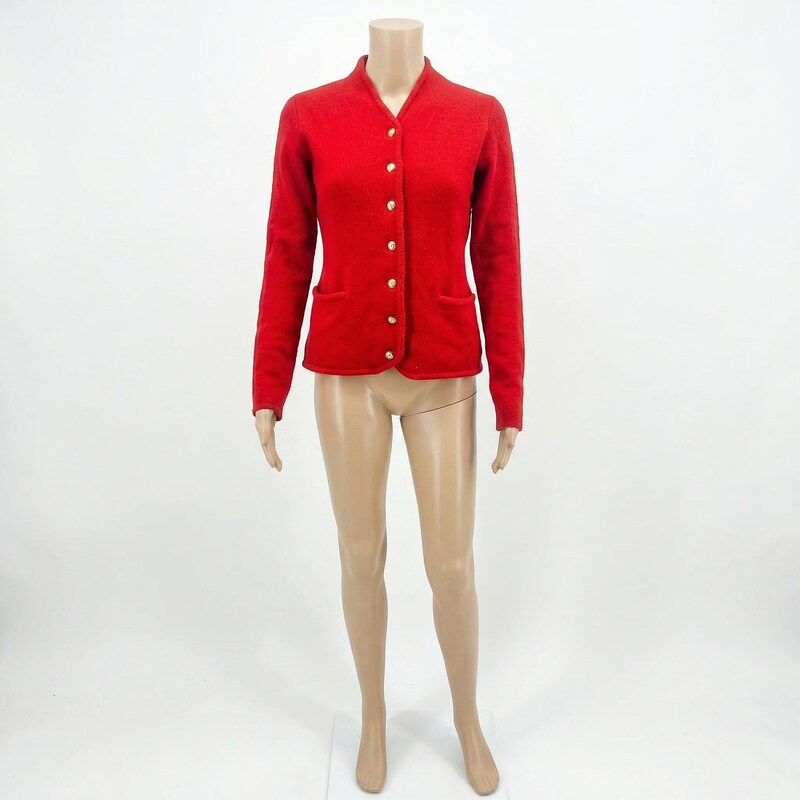 Chaps Womens Red Cardigan Sweater, Size Small