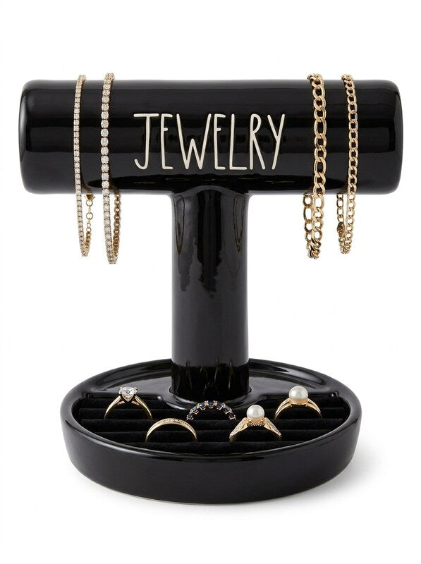 Rae Dunn Black Artisan Jewelry Stand Black