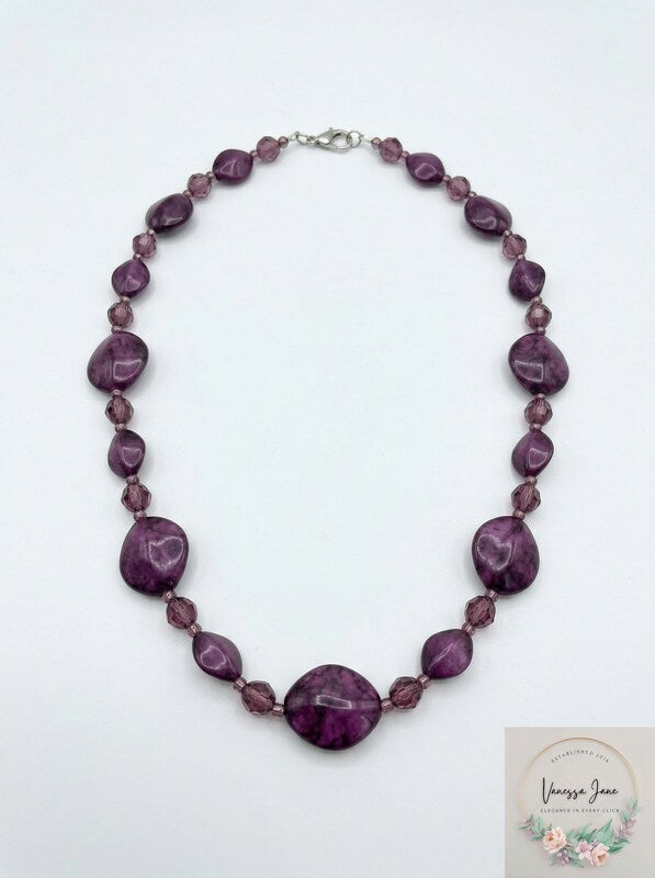 Vintage Resin Stone Purple Necklace
