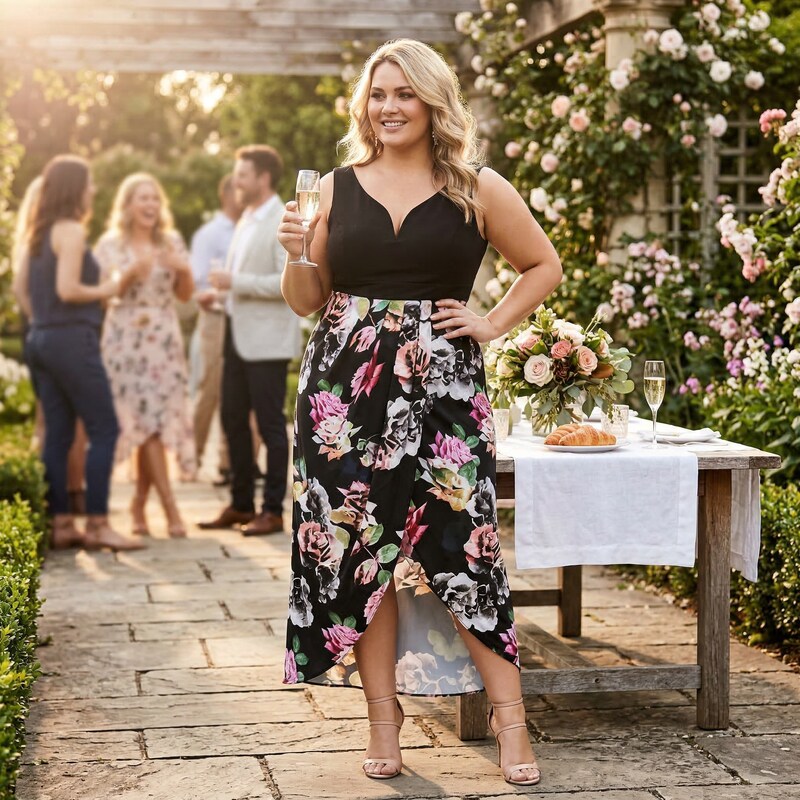 City Chic Trendy Plus Size Faux-Wrap Maxi Dress, Size XL 22 W