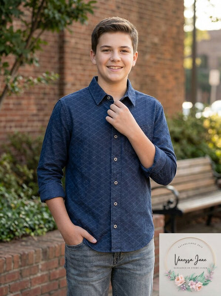 Buffalo David Bitton Blue Big Boys Shirts, Size XL