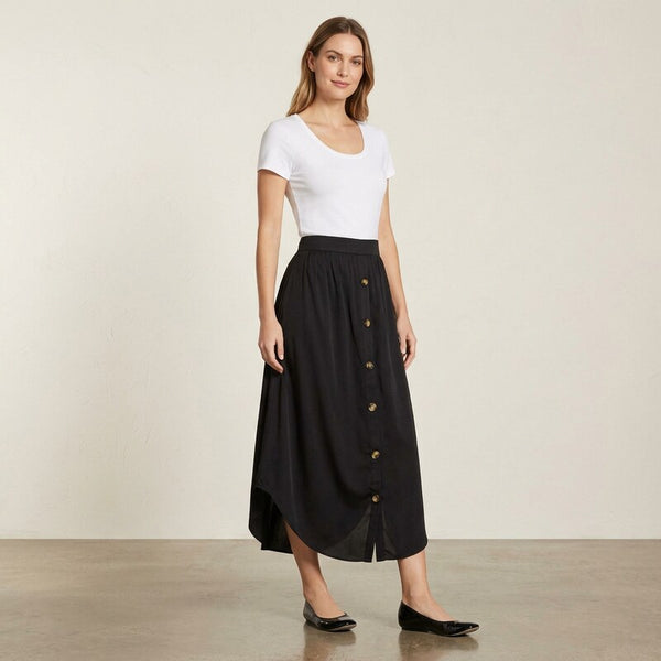J. Jill Womens Black Long Elastic Waist Asymmetrical skirt, size Small