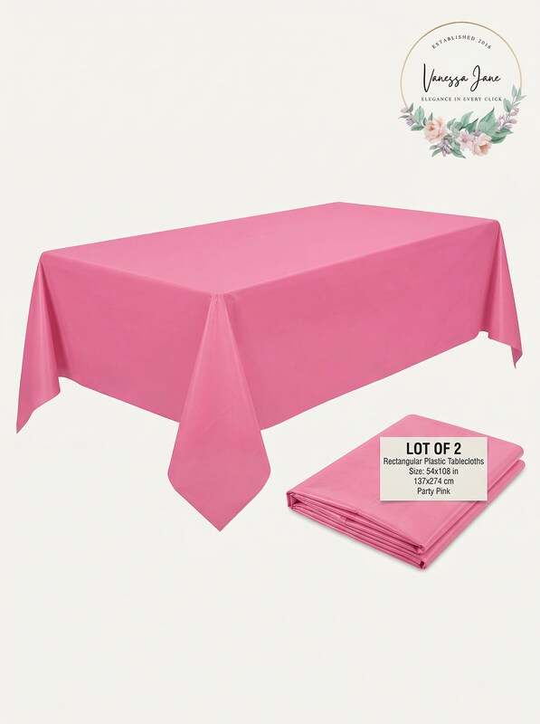 54 x 108 Rectangular Plastic Tablecloths Tablecovers, Lot of 2